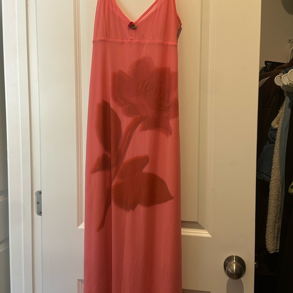 Urban Outfitters Pink Maxi Dress with Floral Design